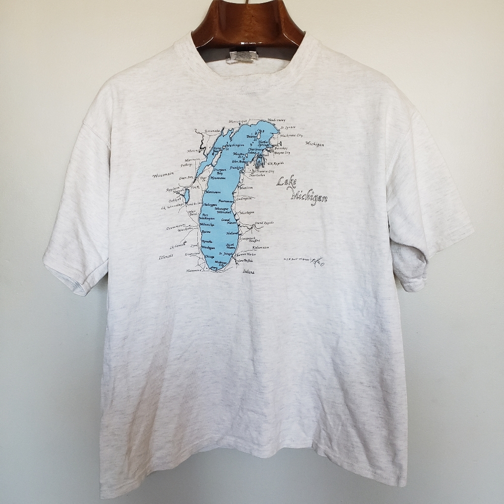 Vintage | Lee Sport Lake Michigan Map MADE IN USA - Picture 1 of 11